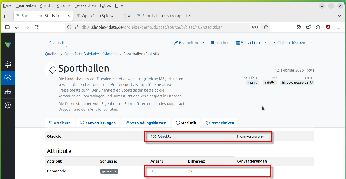 Statistik aufrufen nach Objektkonvertierung
