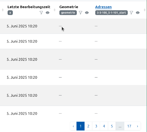 Anzeige der leeren Daten